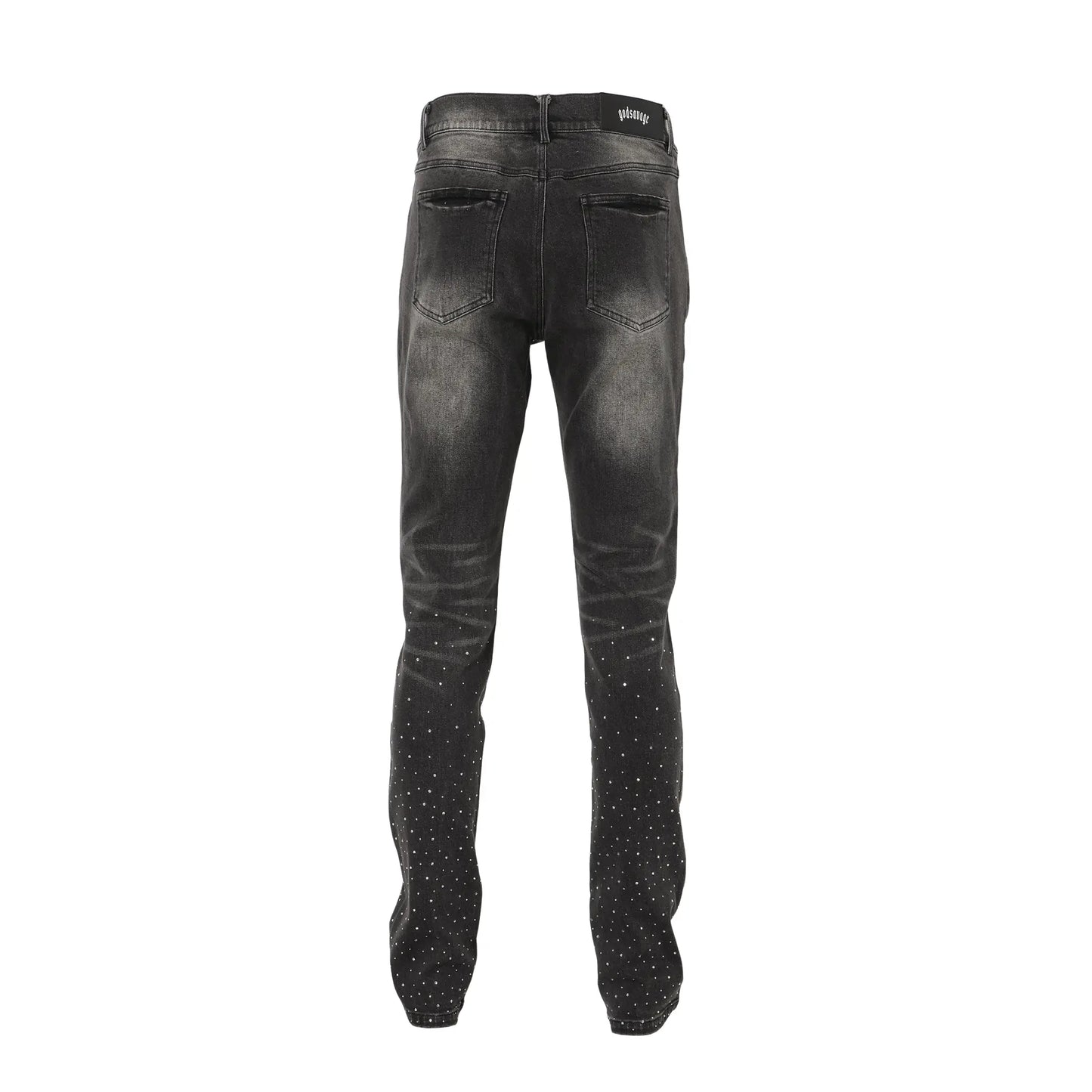CRYSTAL SLIM FIT DENIM PANTS - BLACK