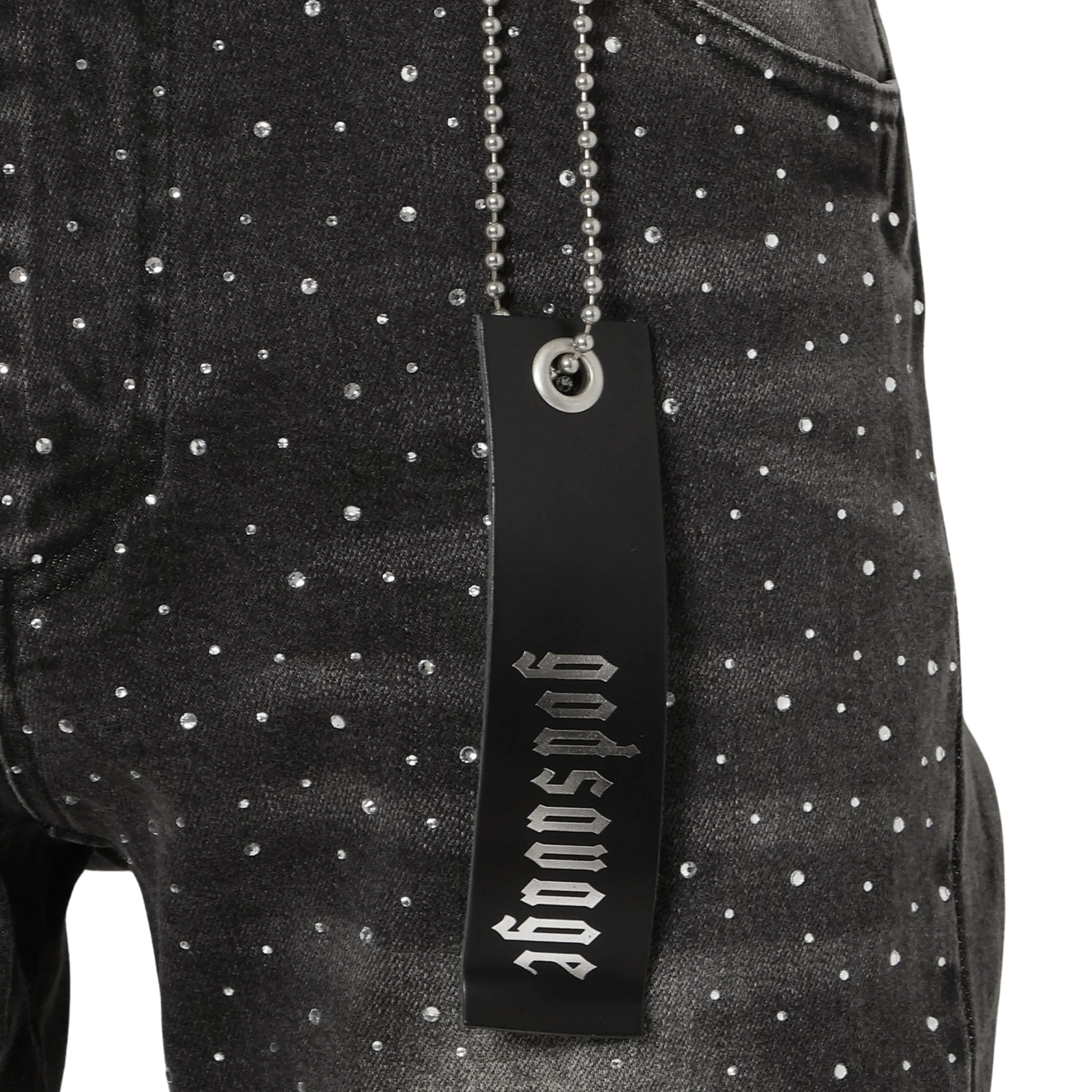 CRYSTAL SLIM FIT DENIM PANTS - BLACK – god savage