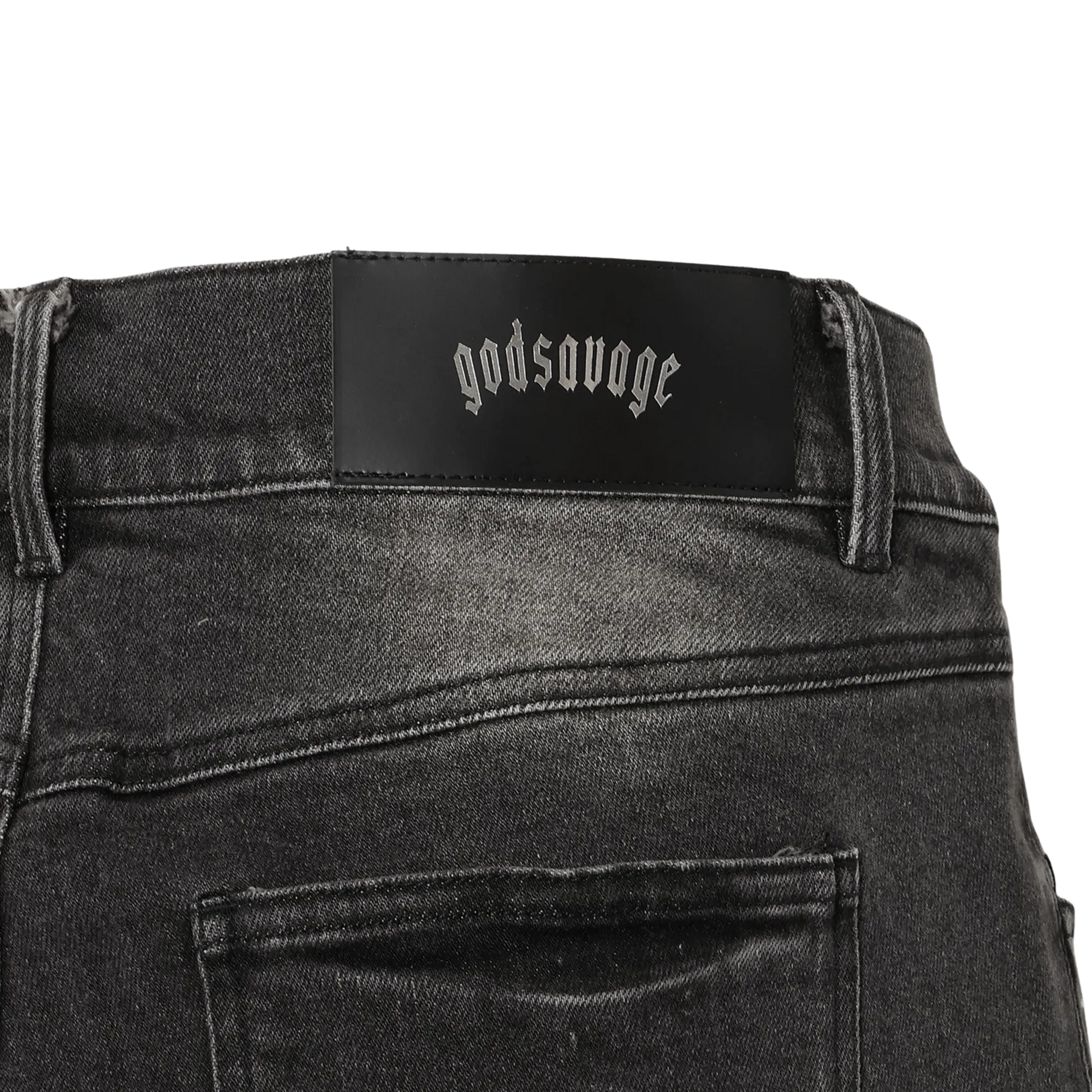 ゴットサベージ　キラキラデニム CRYSTAL SLIM FIT DENIM PANTS - BLACK – god savage