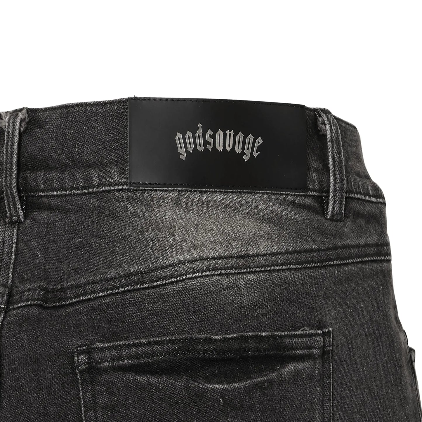 CRYSTAL SLIM FIT DENIM PANTS - BLACK