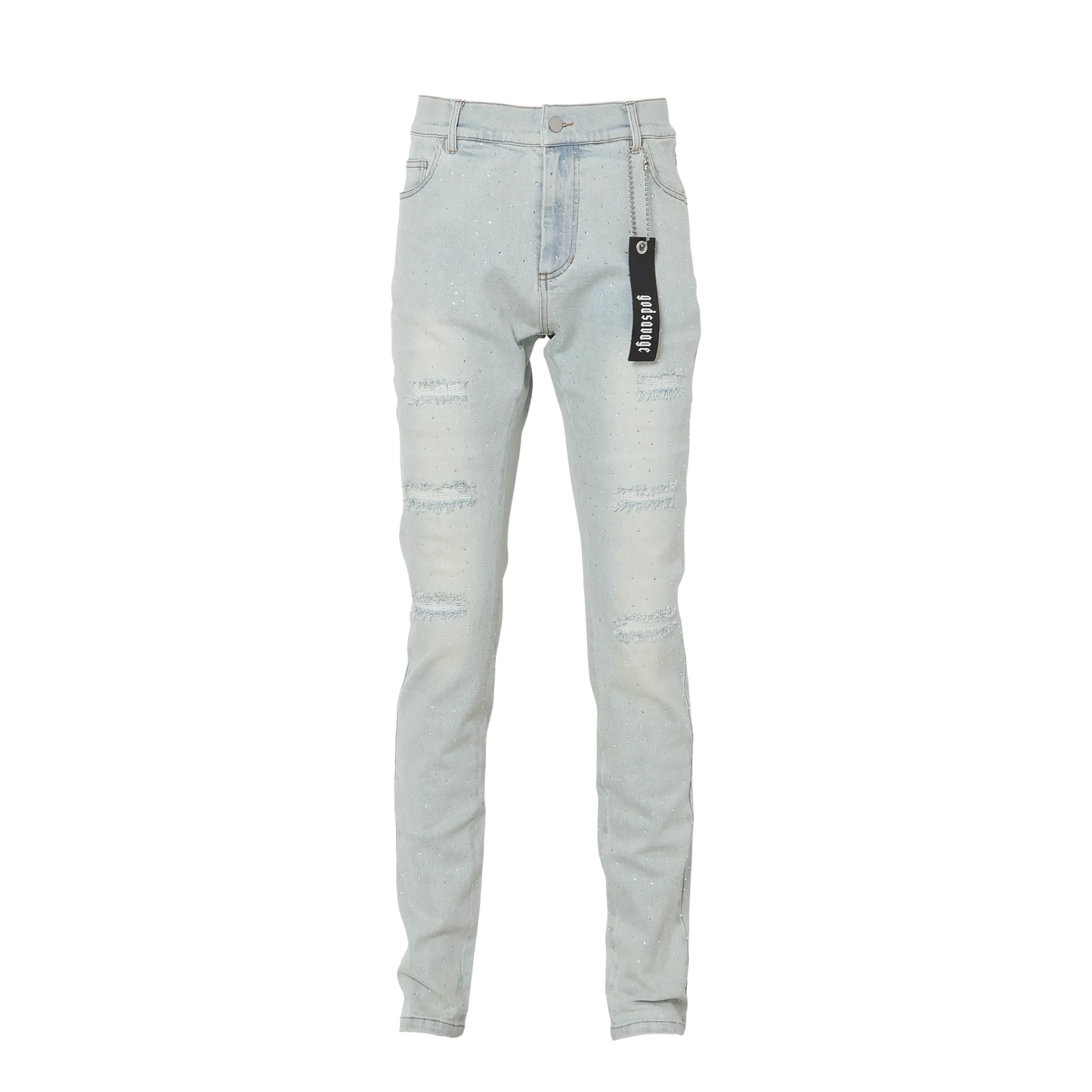 CRYSTAL SLIM FIT DENIM PANTS - LIGHT BLUE