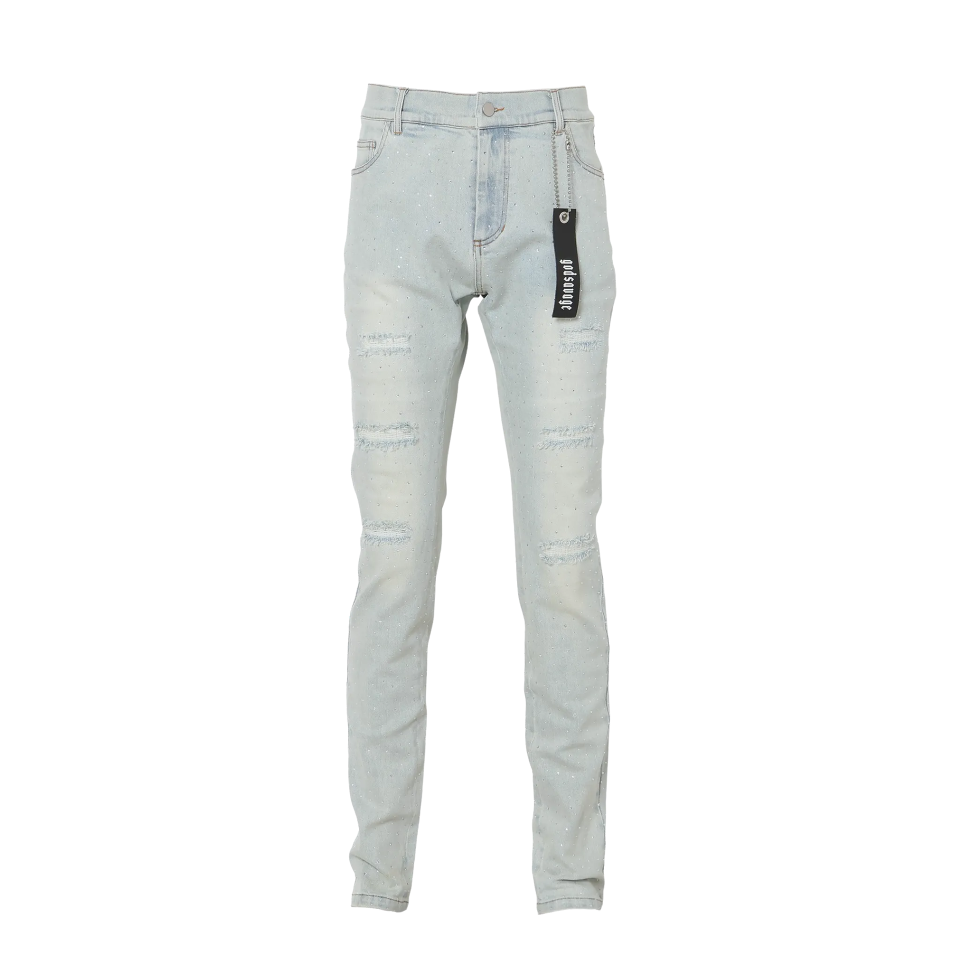 CRYSTAL SLIM FIT DENIM PANTS - LIGHT BLUE – god savage