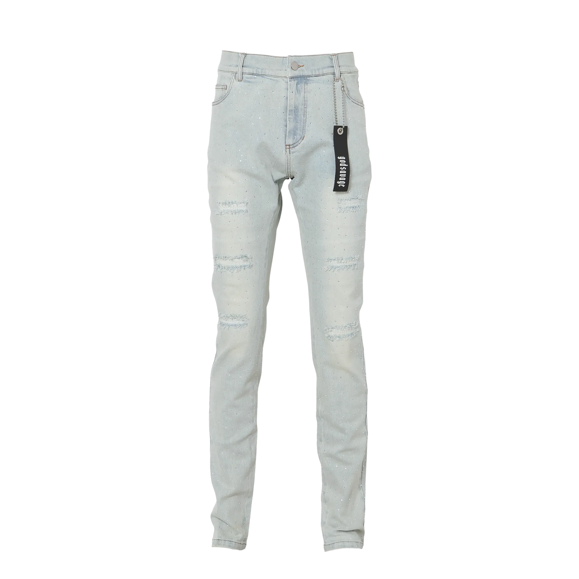 god savage CRYSTAL SLIM FIT デニム CRYSTAL SLIM FIT DENIM PANTS - LIGHT BLUE – god savage