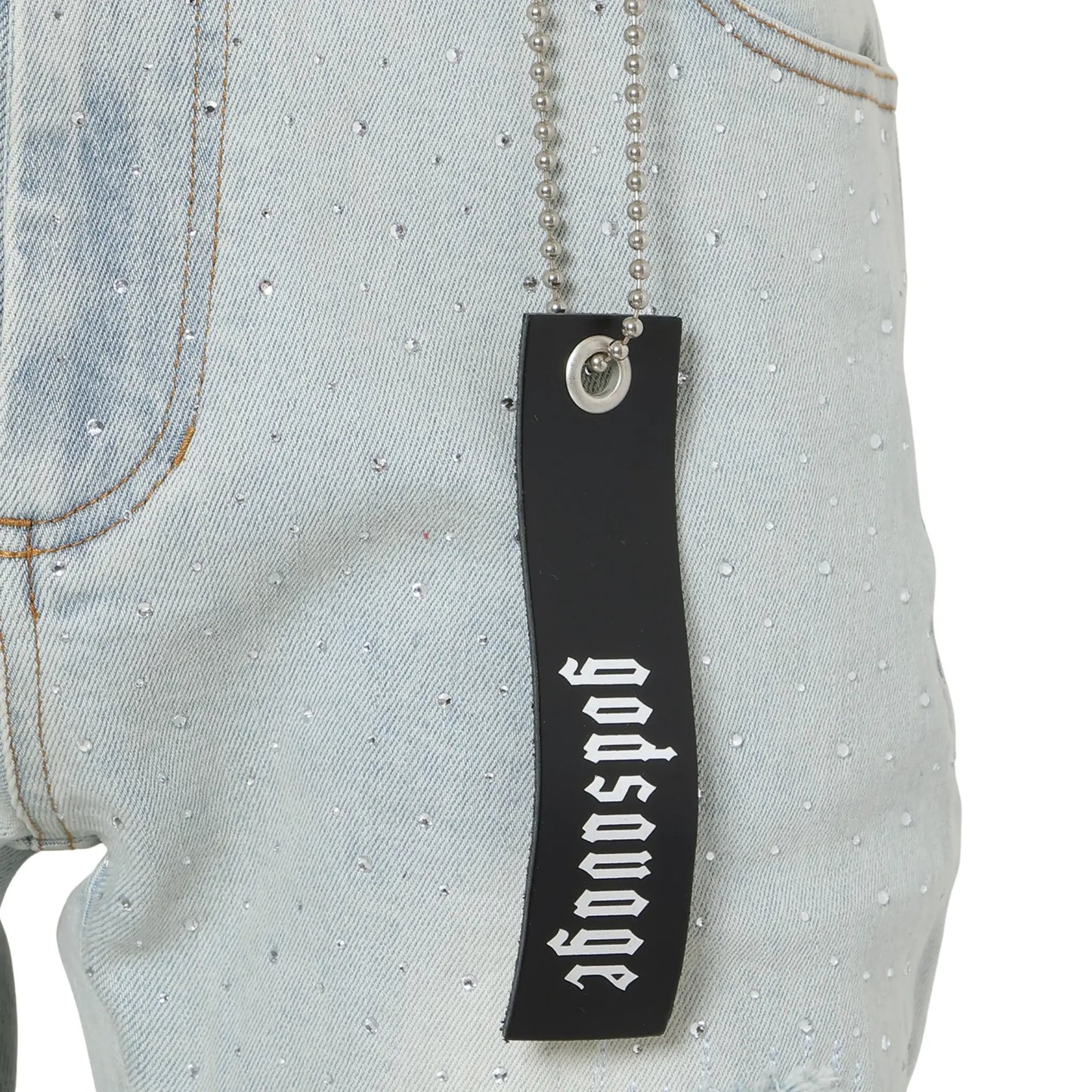 CRYSTAL SLIM FIT DENIM PANTS - LIGHT BLUE