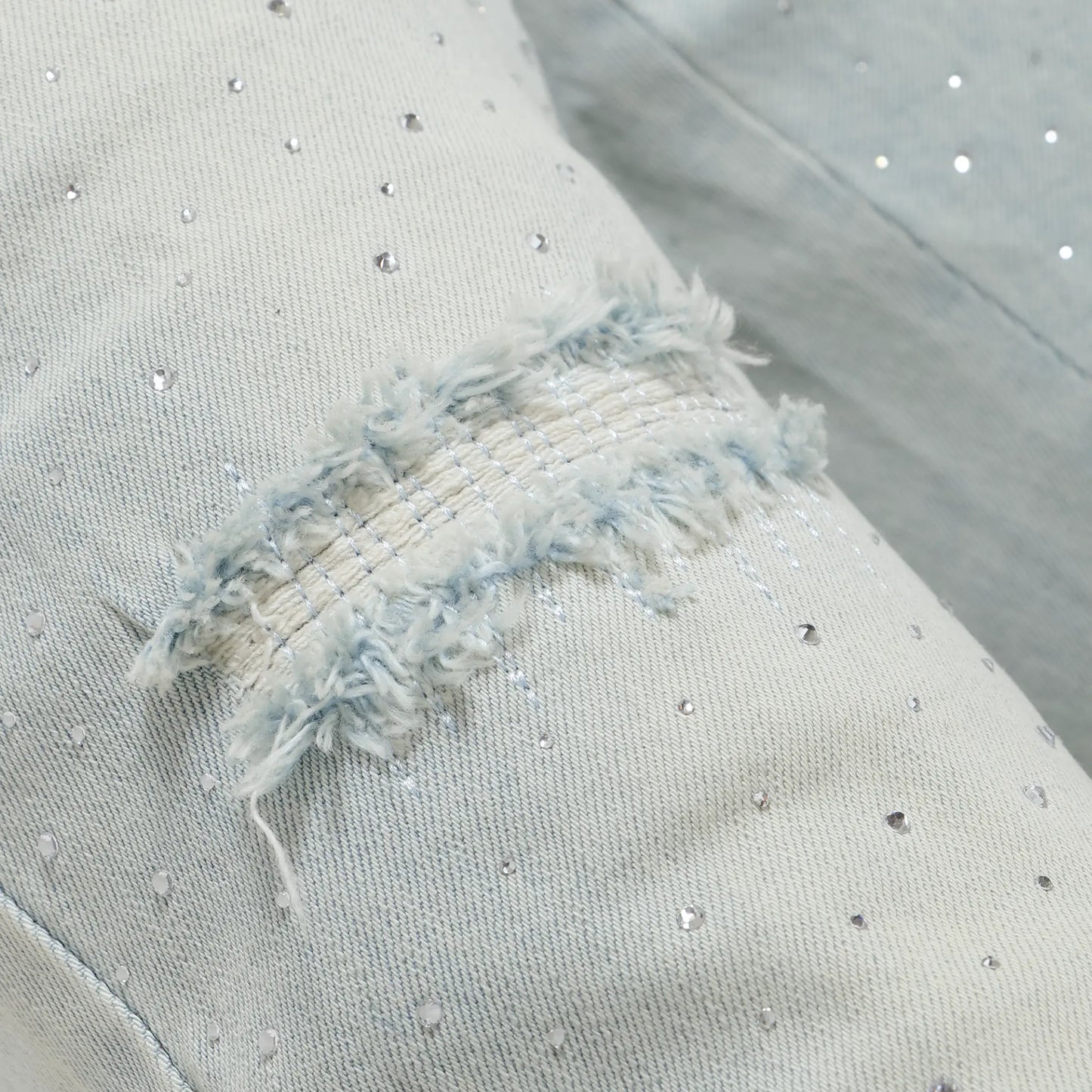 CRYSTAL SLIM FIT DENIM PANTS - LIGHT BLUE