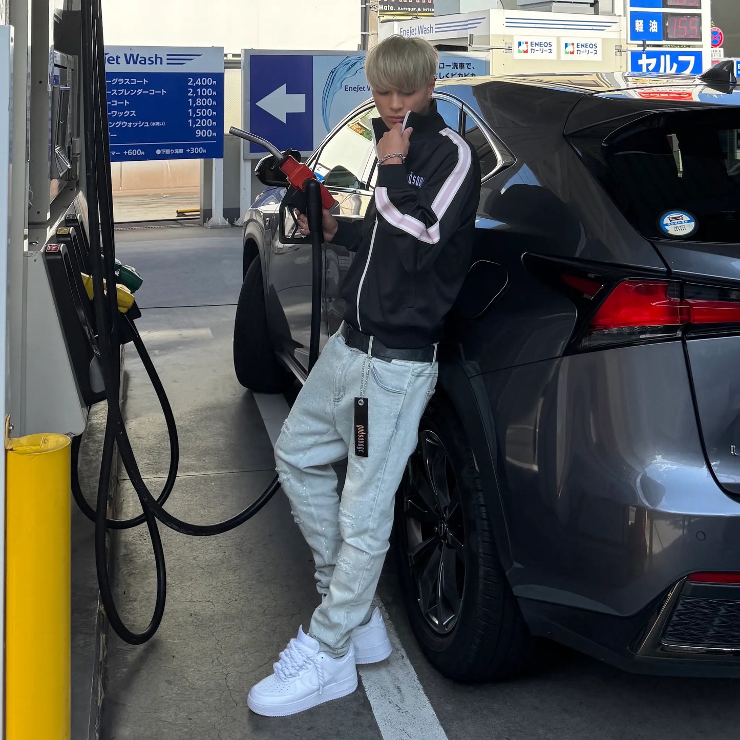 CRYSTAL SLIM FIT DENIM PANTS - LIGHT BLUE