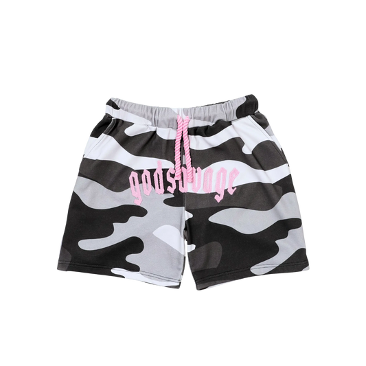 FULL CAMO SHORTS - GREY & PINK