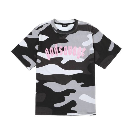 FULL CAMO TEE - GREY & PINK