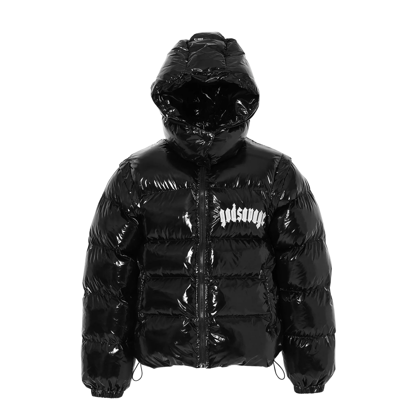 METALLIC NYLON 2WAY JACKET - BLACK
