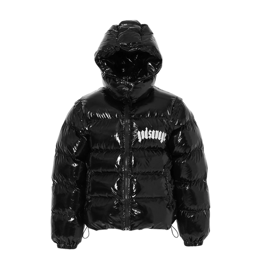 METALLIC NYLON 2WAY JACKET - BLACK