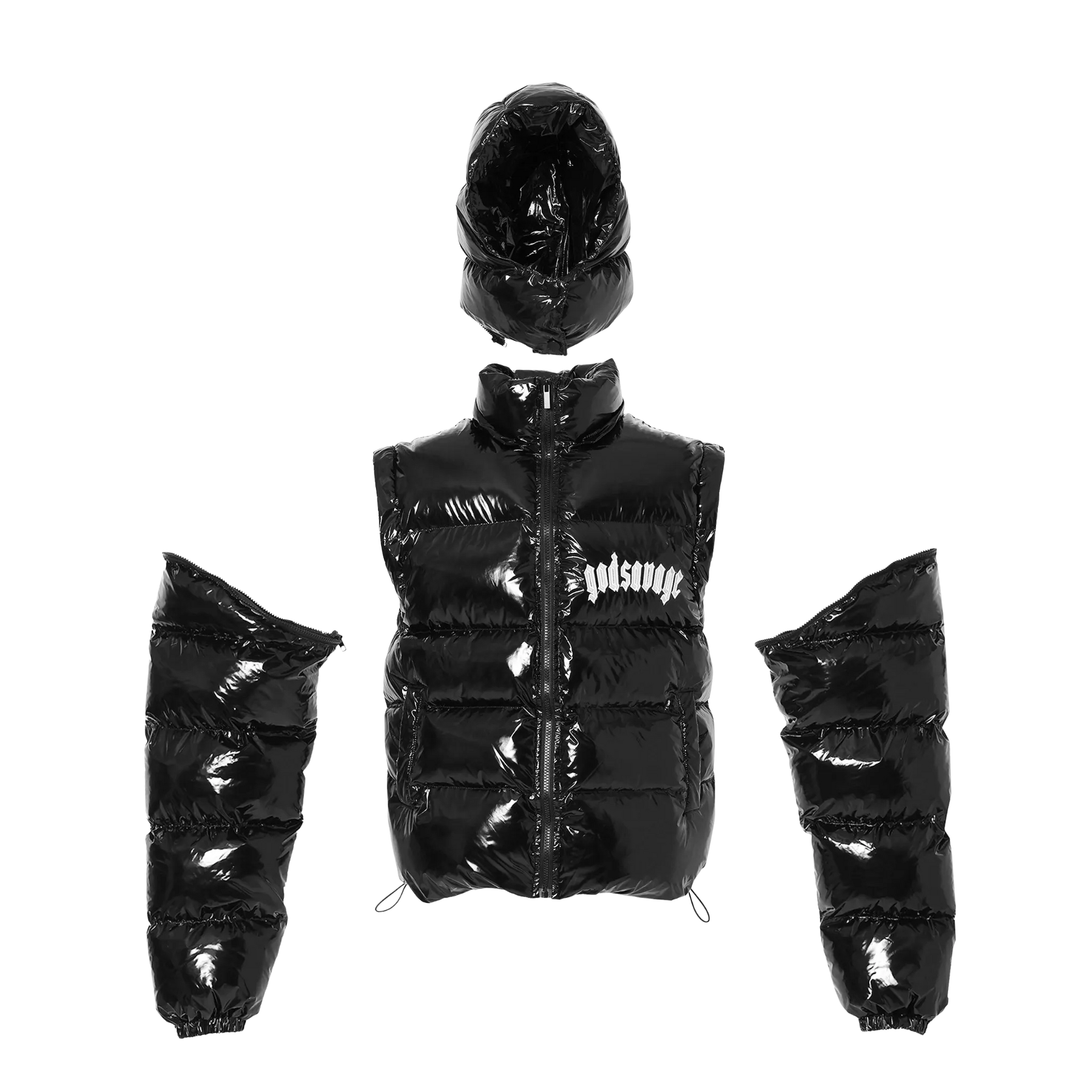 METALLIC NYLON 2WAY JACKET - BLACK – god savage