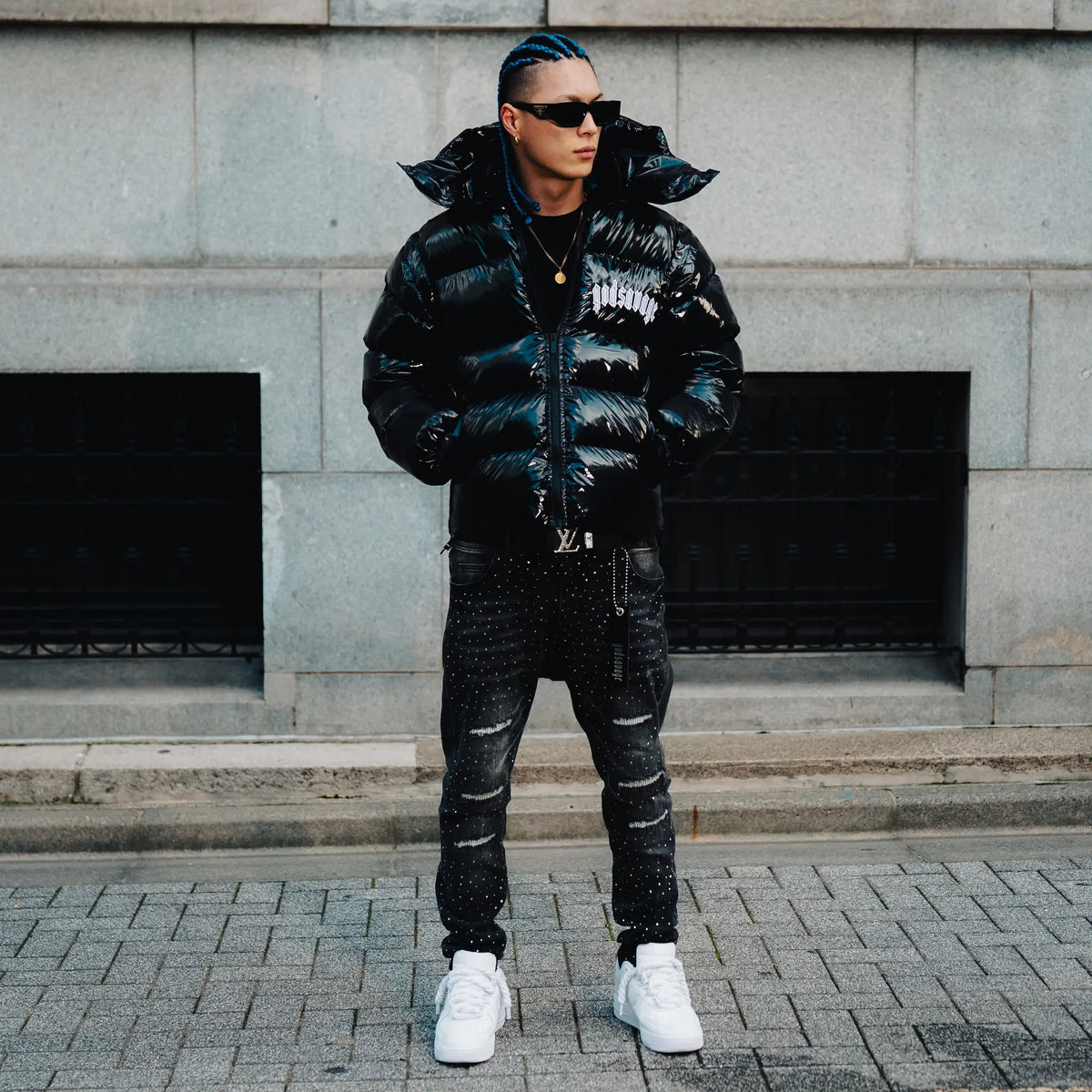 METALLIC NYLON 2WAY JACKET - BLACK – god savage METALLIC NYLON 2WAY JACKET - BLACK – god savage