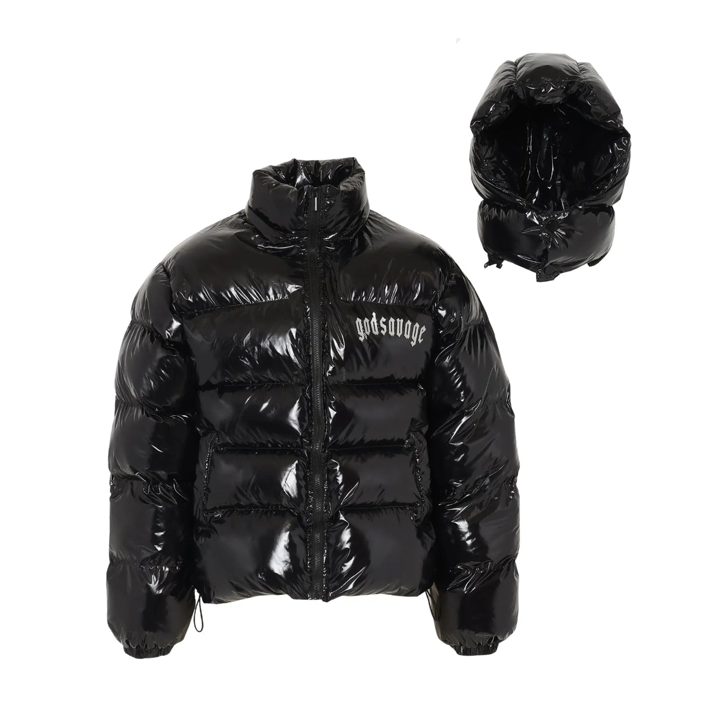 METALLIC NYLON JACKET - BLACK