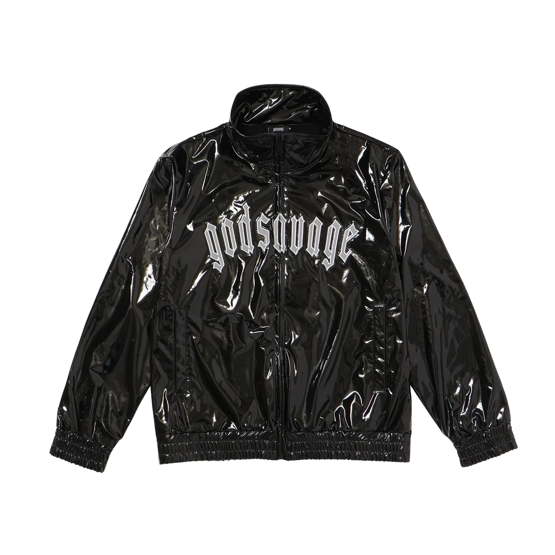 METALLIC TRACK JACKET - BLACK – god savage METALLIC TRACK JACKET - BLACK – god savage