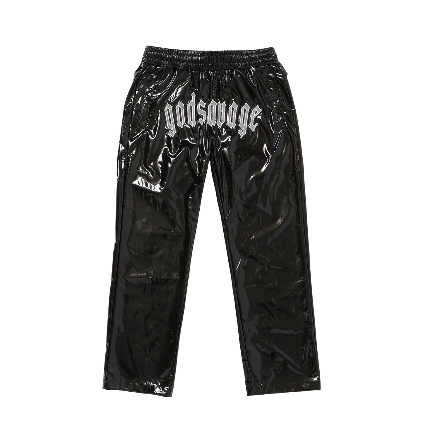 METALLIC TRACK PANTS - BLACK
