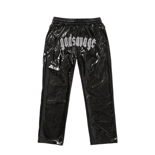 METALLIC TRACK PANTS - BLACK