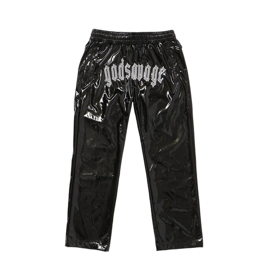 METALLIC TRACK PANTS - BLACK
