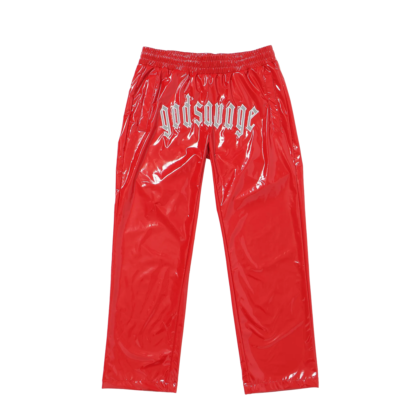 METALLIC TRACK PANTS - RED