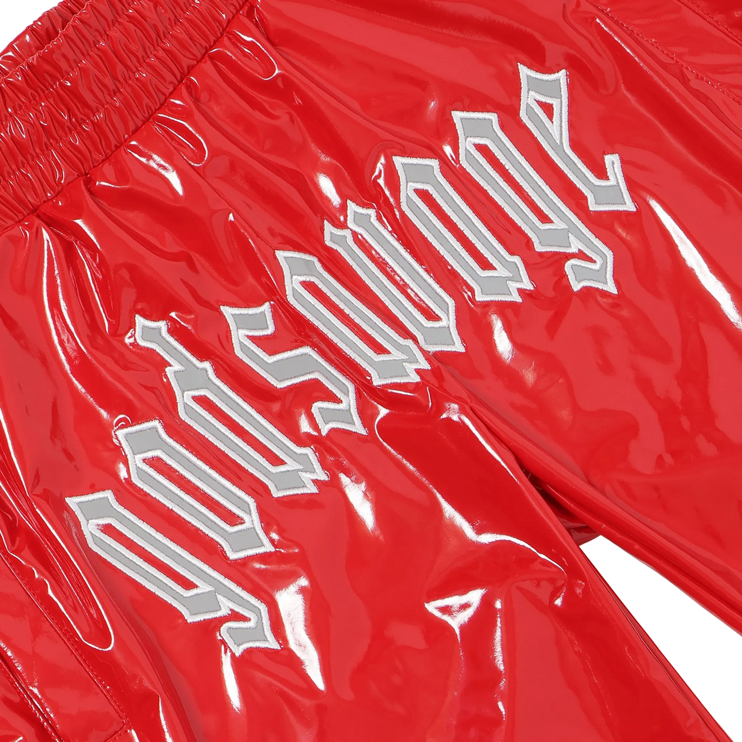 METALLIC TRACK PANTS - RED