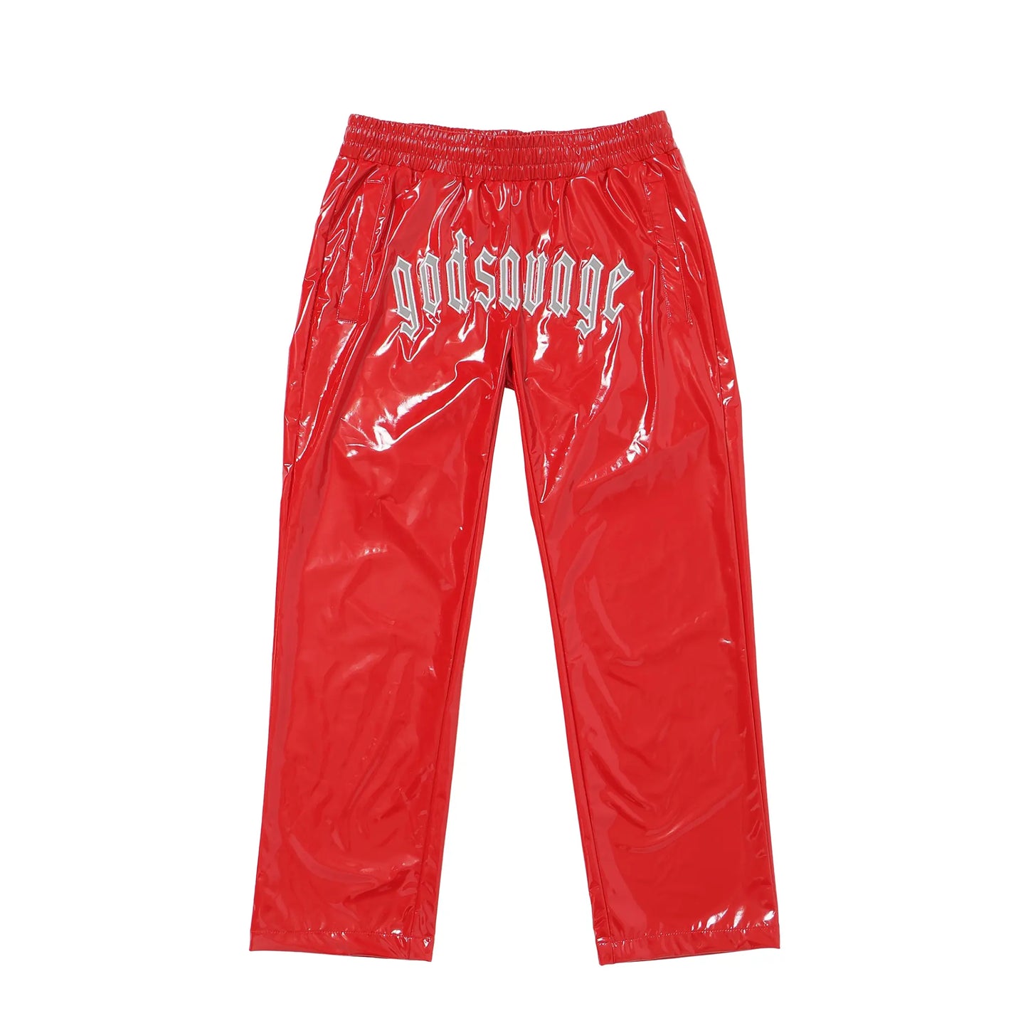 METALLIC TRACK PANTS - RED
