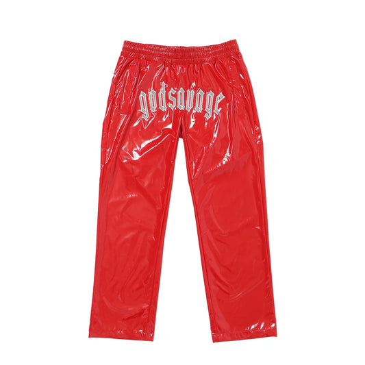 METALLIC TRACK PANTS - RED