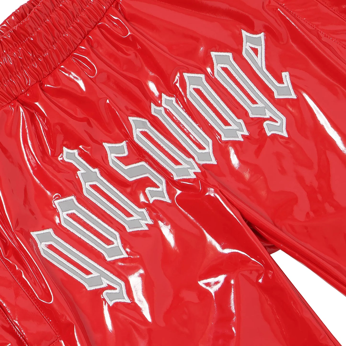 METALLIC TRACK PANTS - RED