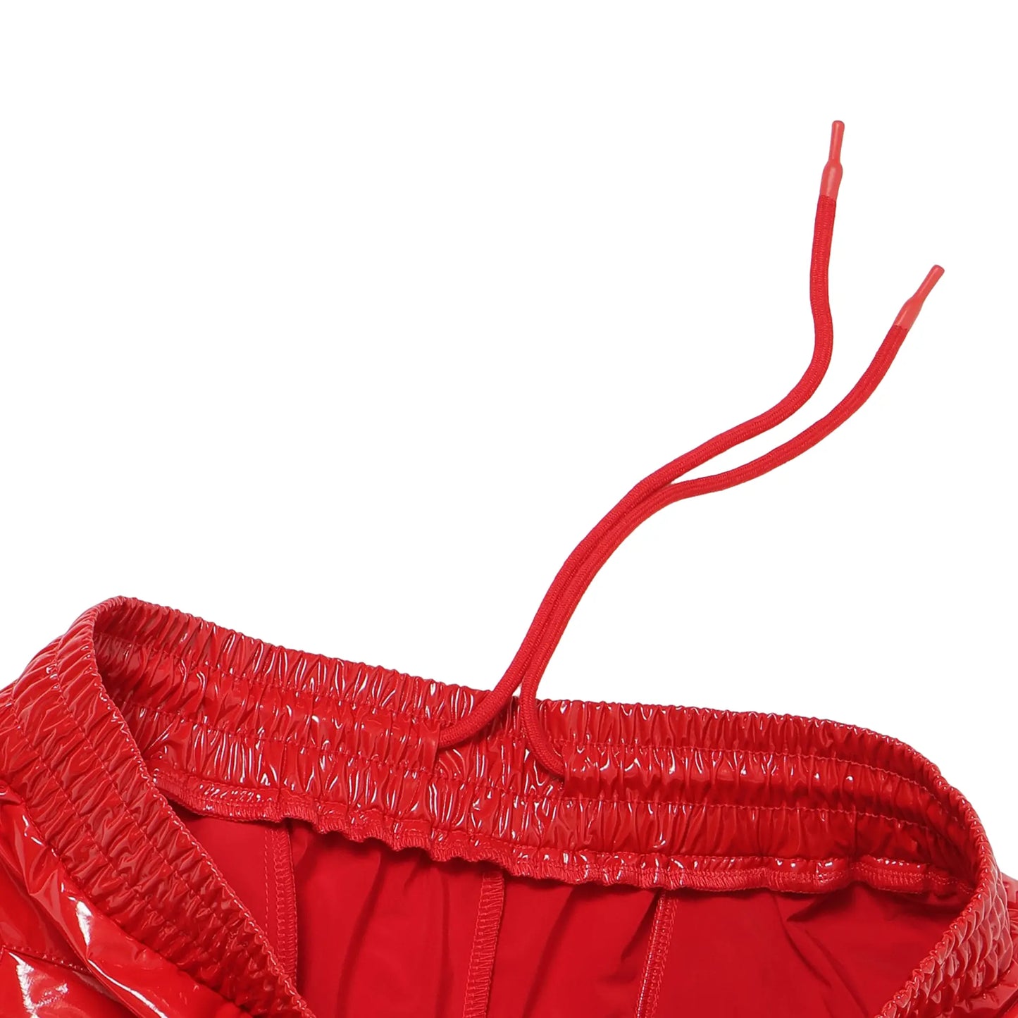 METALLIC TRACK PANTS - RED