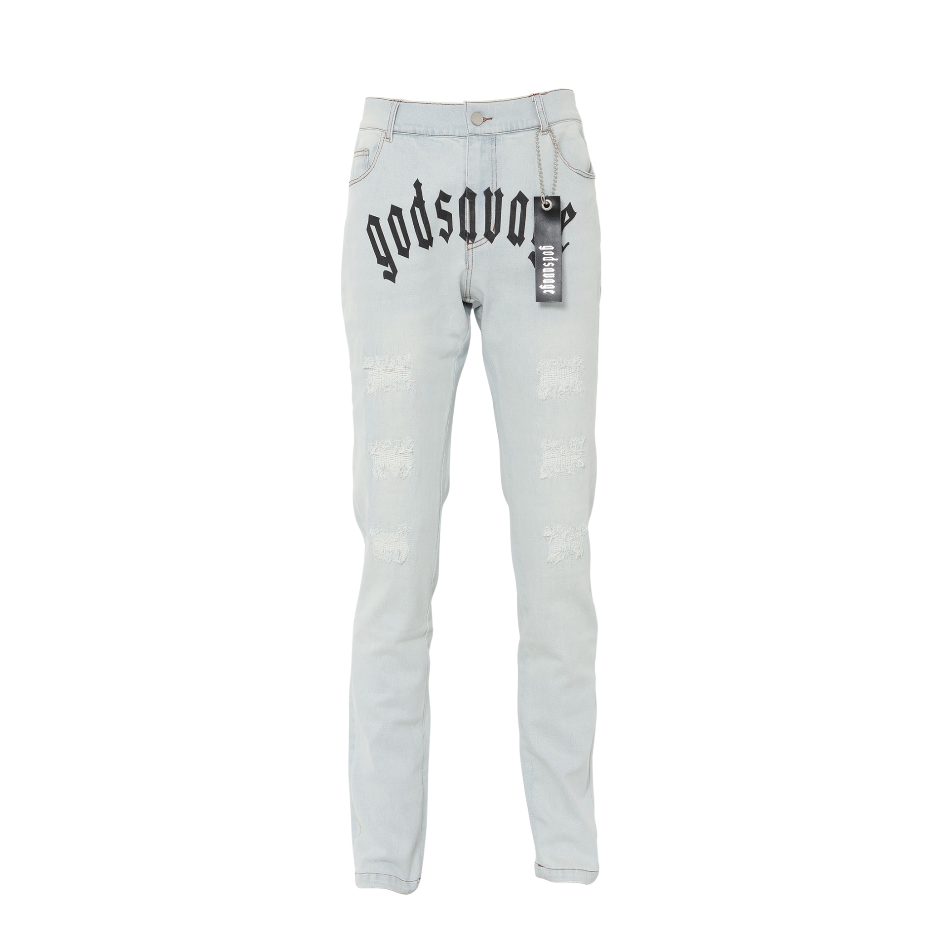 OG LOGO DENIM PANTS - LIGHT BLUE – god savage