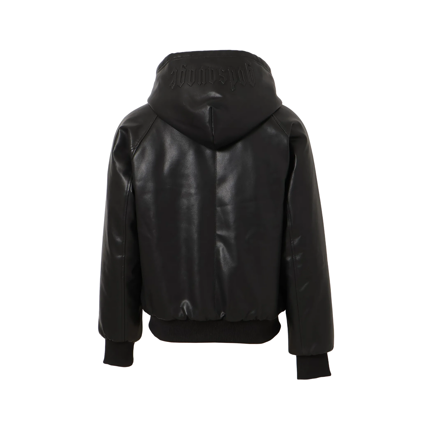 OG LOGO FAUX LEATHER HOODIE - BLACK & SILVER