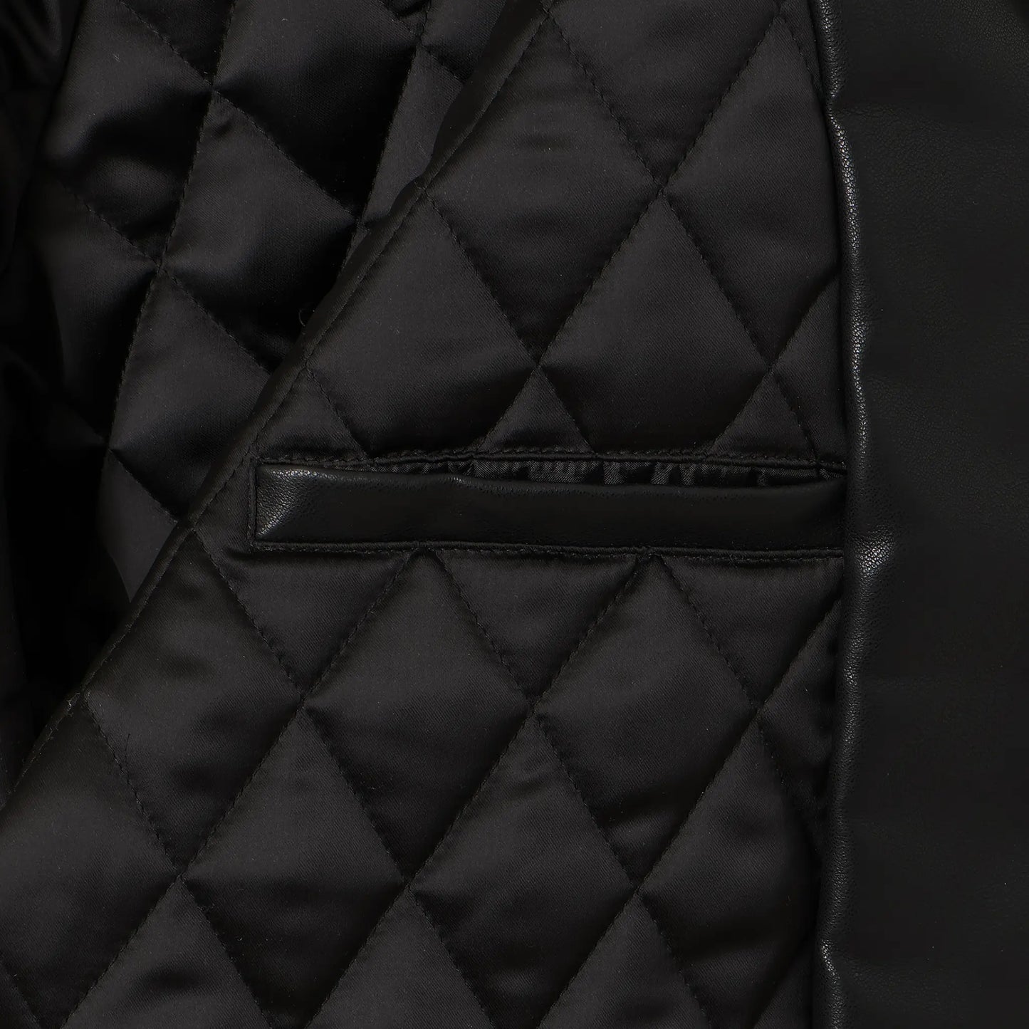 OG LOGO FAUX LEATHER HOODIE - BLACK & SILVER