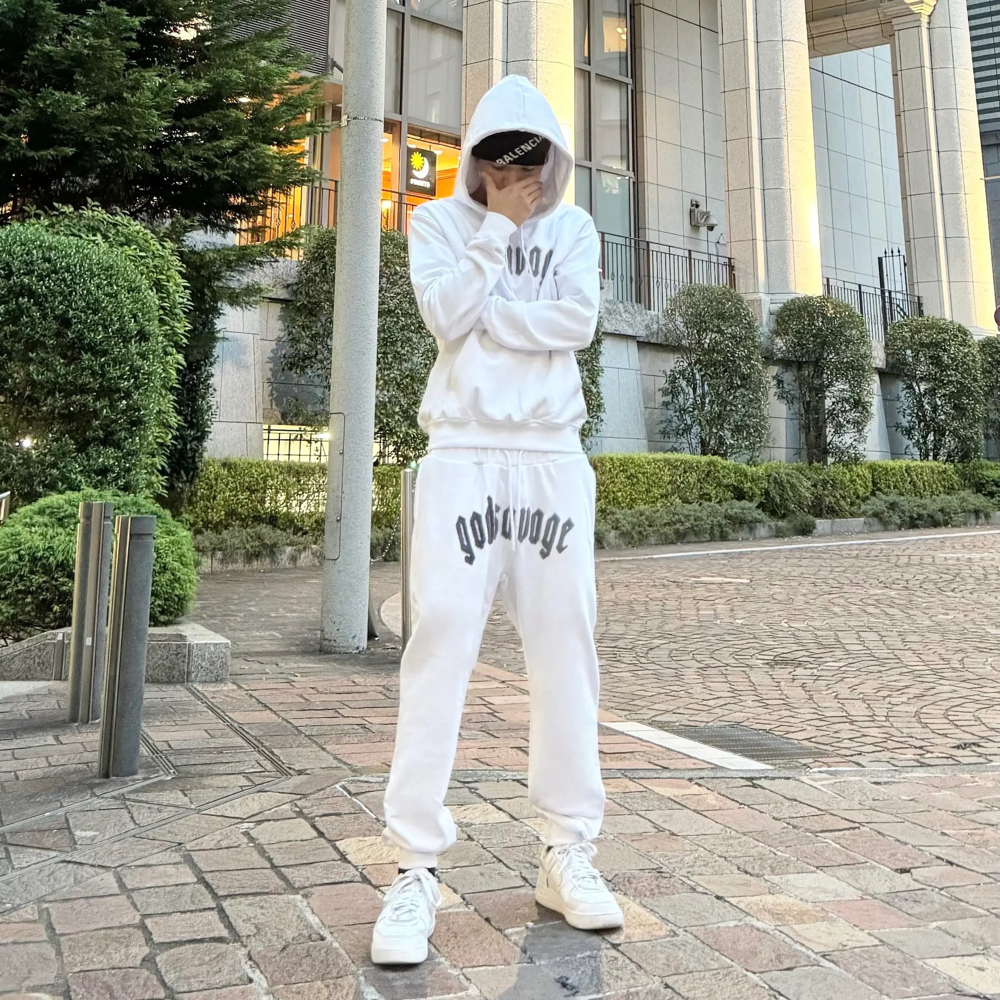 OG LOGO HOODIE - WHITE & GREY – god savage OG LOGO HOODIE - WHITE & GREY – god savage
