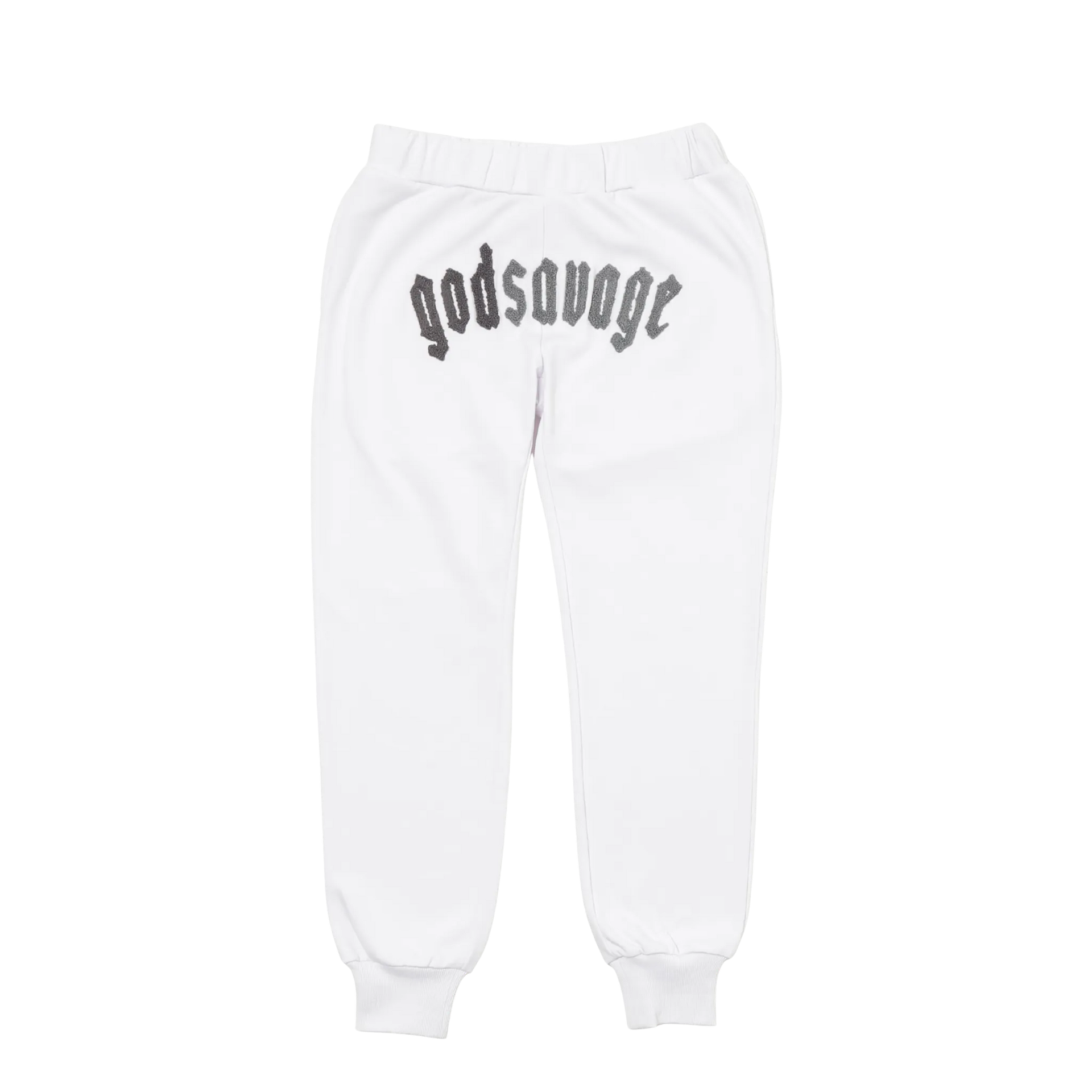OG LOGO SWEATPANTS - WHITE & GREY – god savage OG LOGO SWEATPANTS - WHITE & GREY – god savage