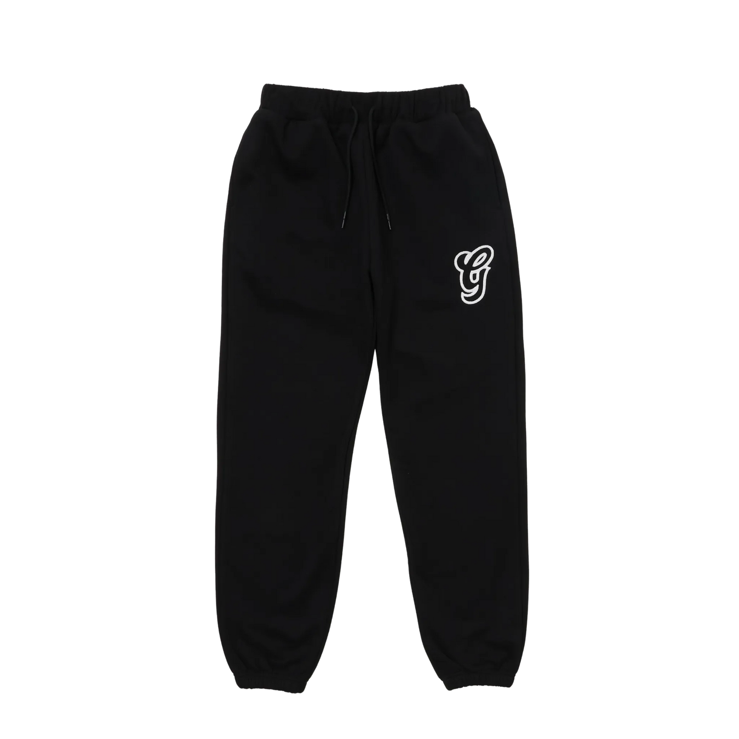 WAVY G LOGO DOUBLE WAIST SWEATPANTS - BLACK