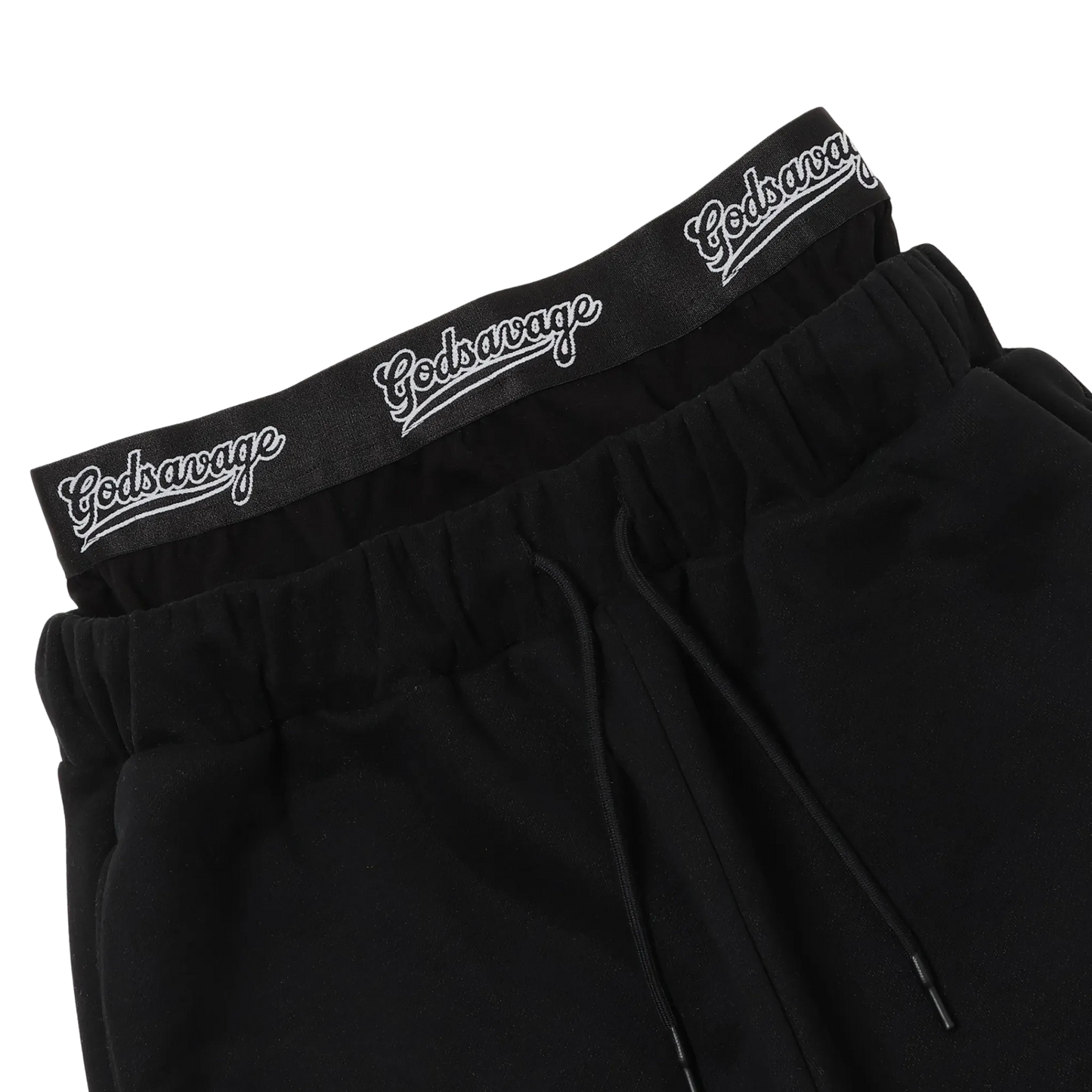 WAVY G LOGO DOUBLE WAIST SWEATPANTS - BLACK