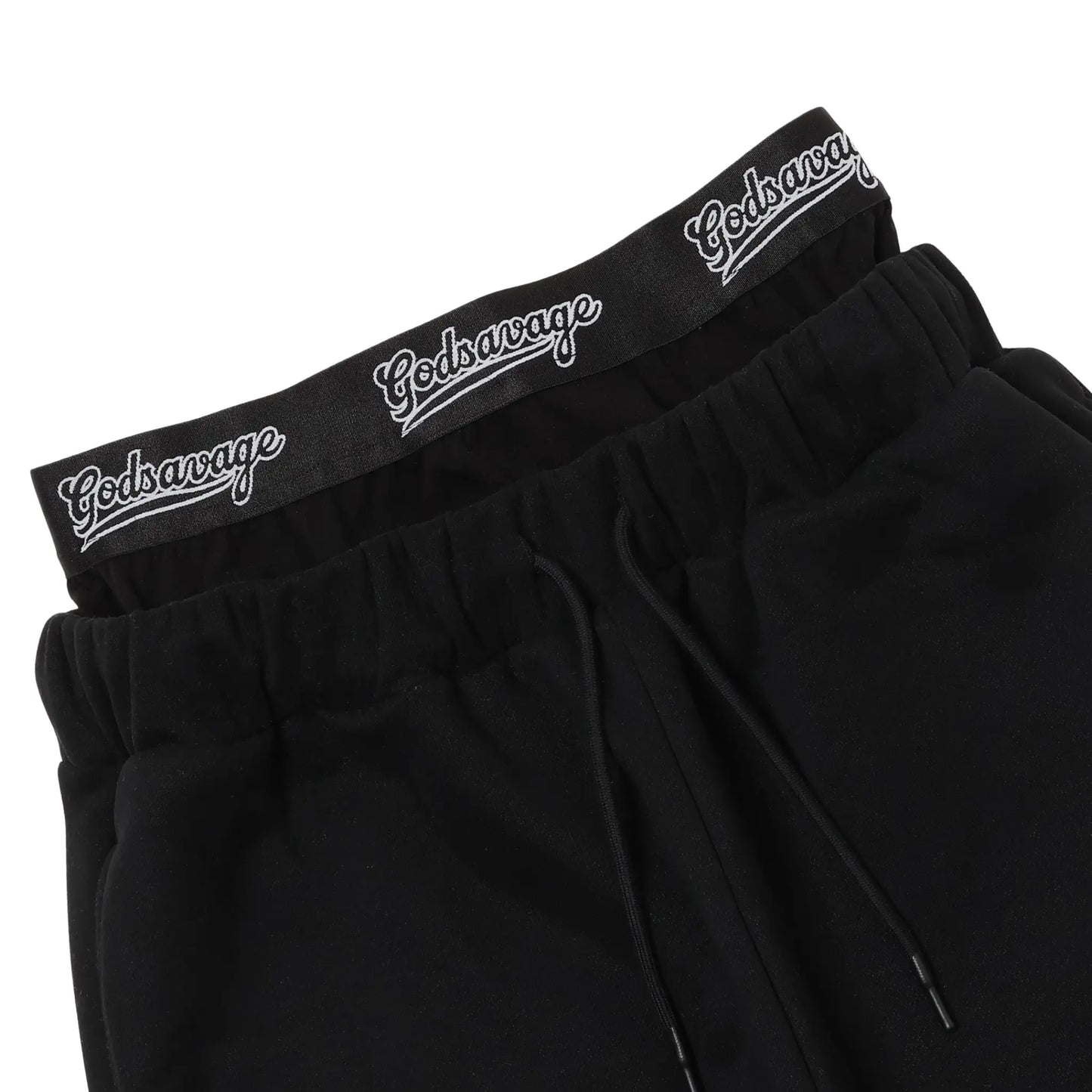 WAVY G LOGO DOUBLE WAIST SWEATPANTS - BLACK