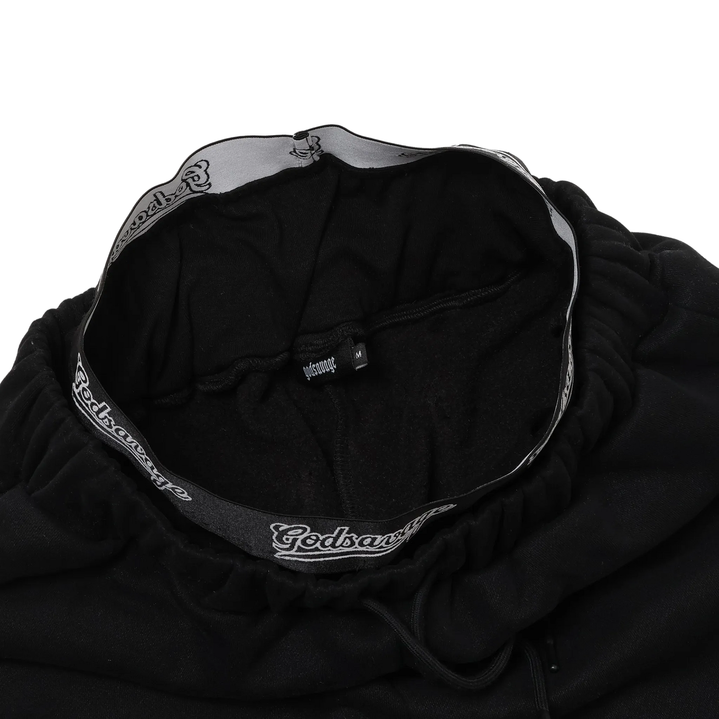 WAVY G LOGO DOUBLE WAIST SWEATPANTS - BLACK
