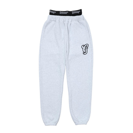 WAVY G LOGO DOUBLE WAIST SWEATPANTS - GREY