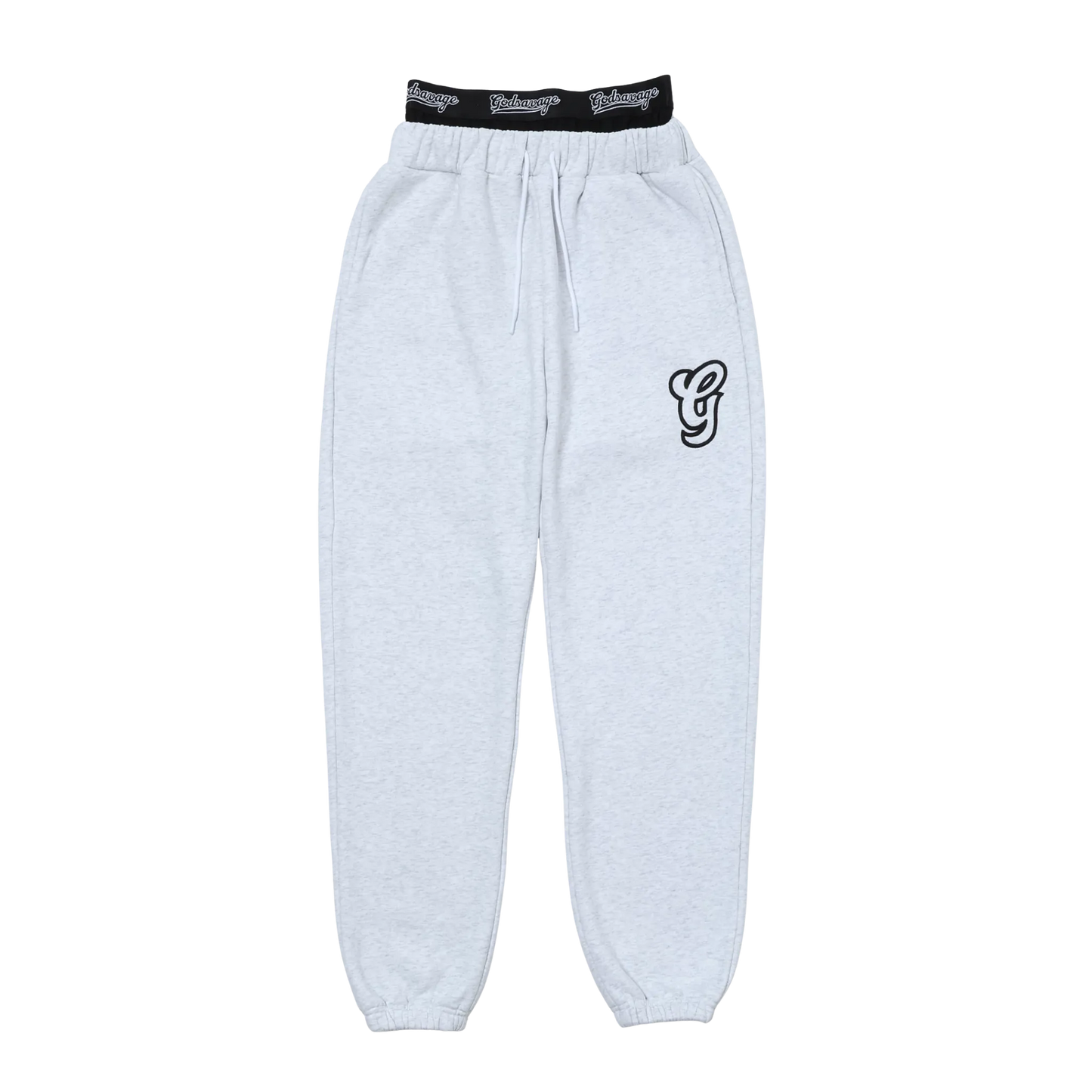 WAVY G LOGO DOUBLE WAIST SWEATPANTS - GREY