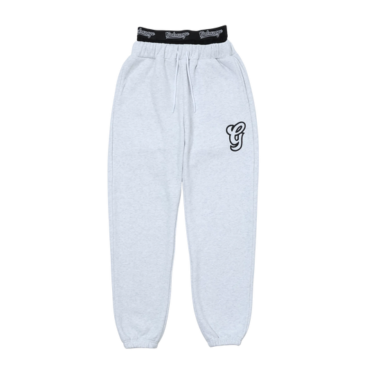 WAVY G LOGO DOUBLE WAIST SWEATPANTS - GREY