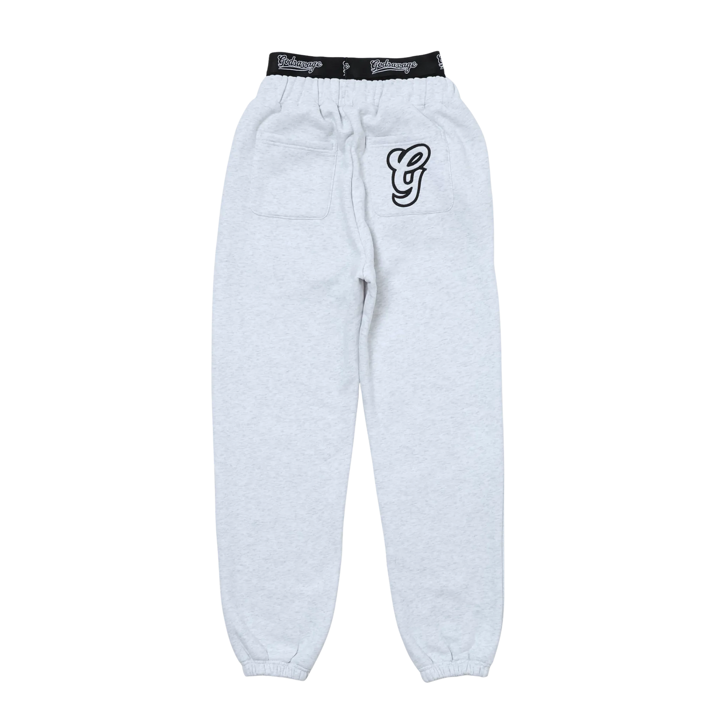 WAVY G LOGO DOUBLE WAIST SWEATPANTS - GREY