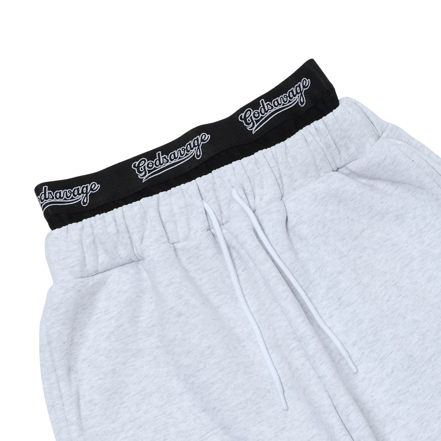 WAVY G LOGO DOUBLE WAIST SWEATPANTS - GREY