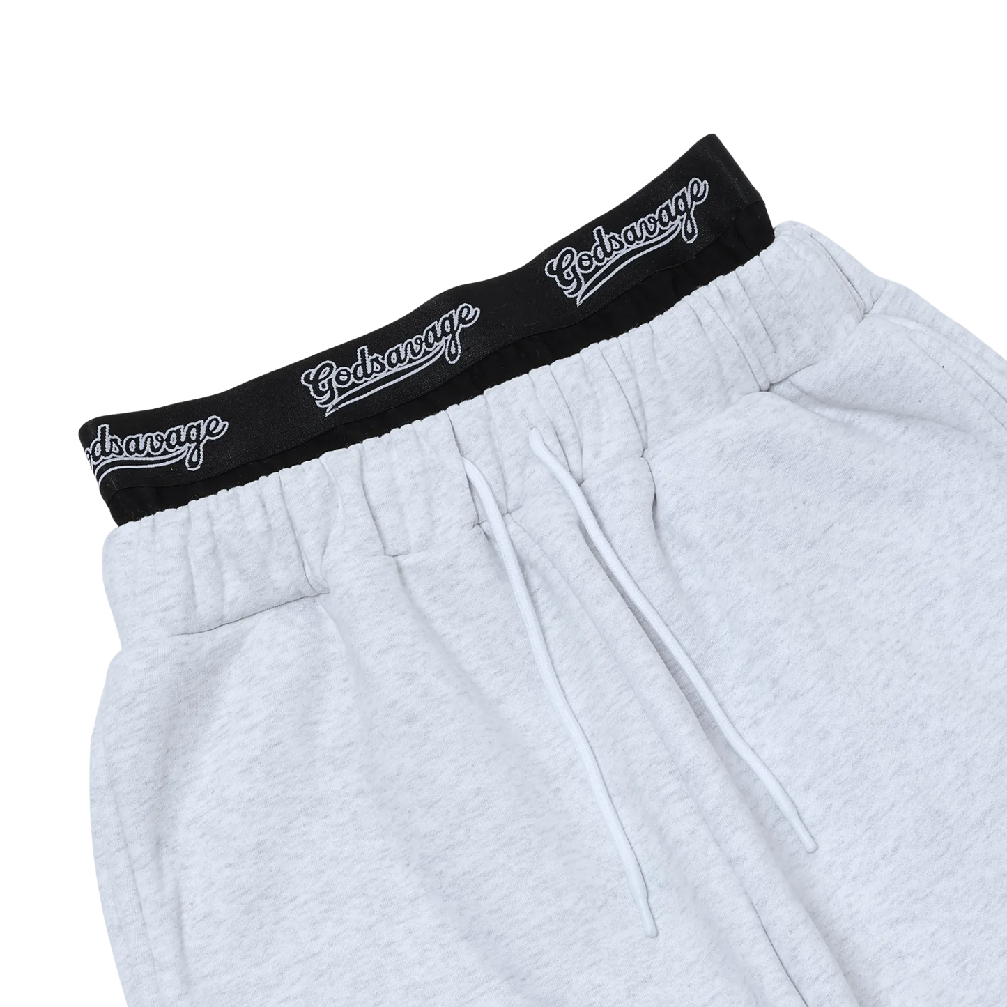 WAVY G LOGO DOUBLE WAIST SWEATPANTS - GREY