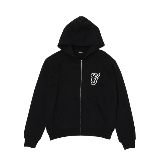 WAVY G LOGO ZIP HOODIE - BLACK