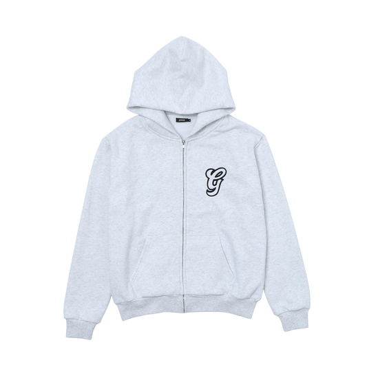 WAVY G LOGO ZIP HOODIE - GREY
