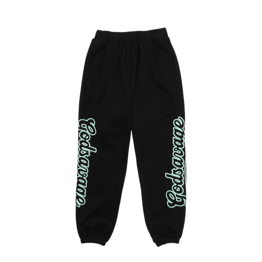 WAVY SIDE LOGO SWEATPANTS - BLACK & MINT