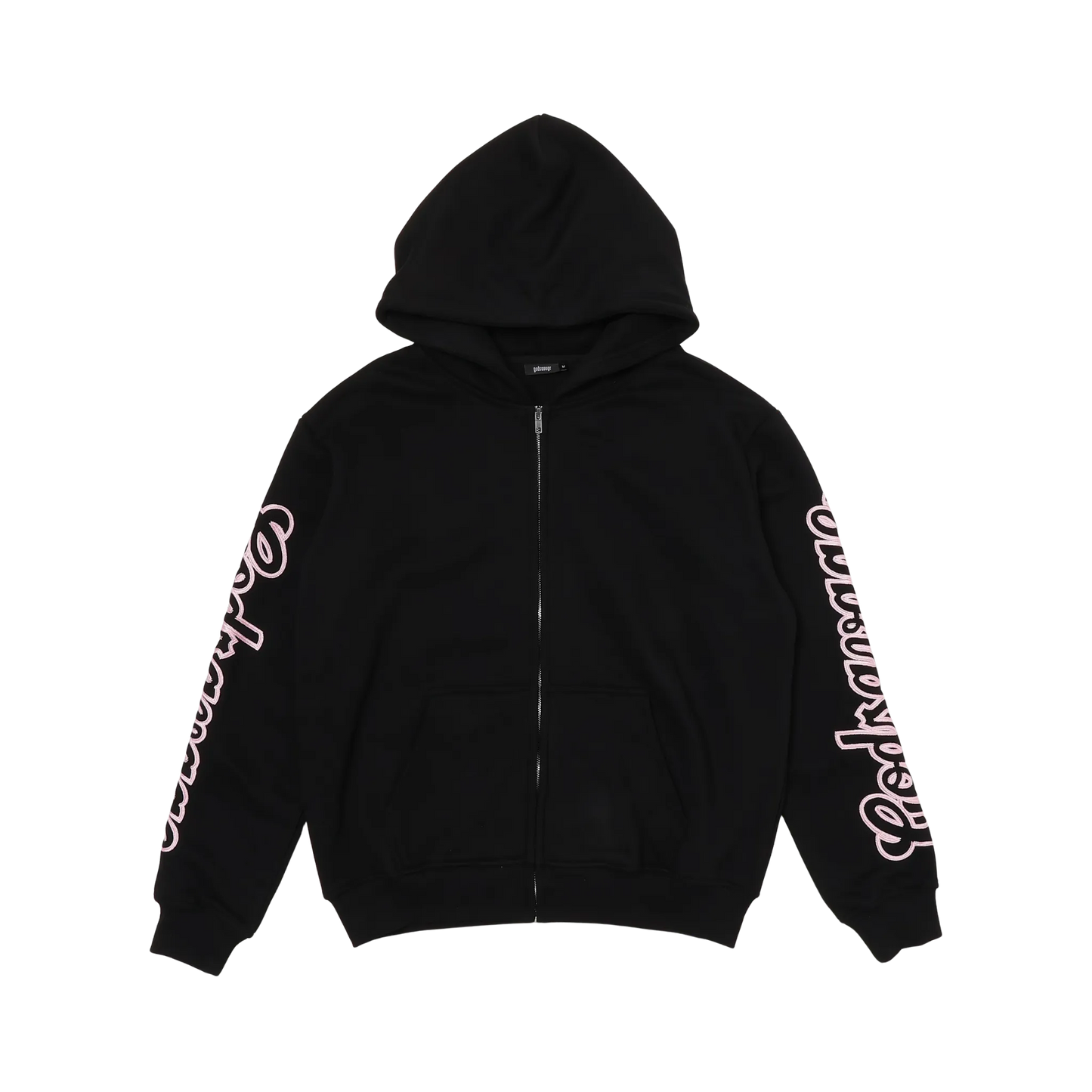 WAVY SLEEVE LOGO ZIP HOODIE - BLACK & PINK