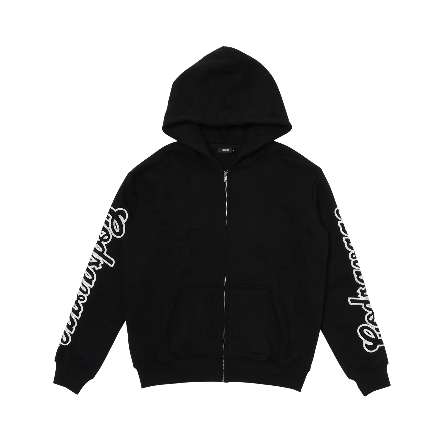 WAVY SLEEVE LOGO ZIP HOODIE - BLACK & WHITE
