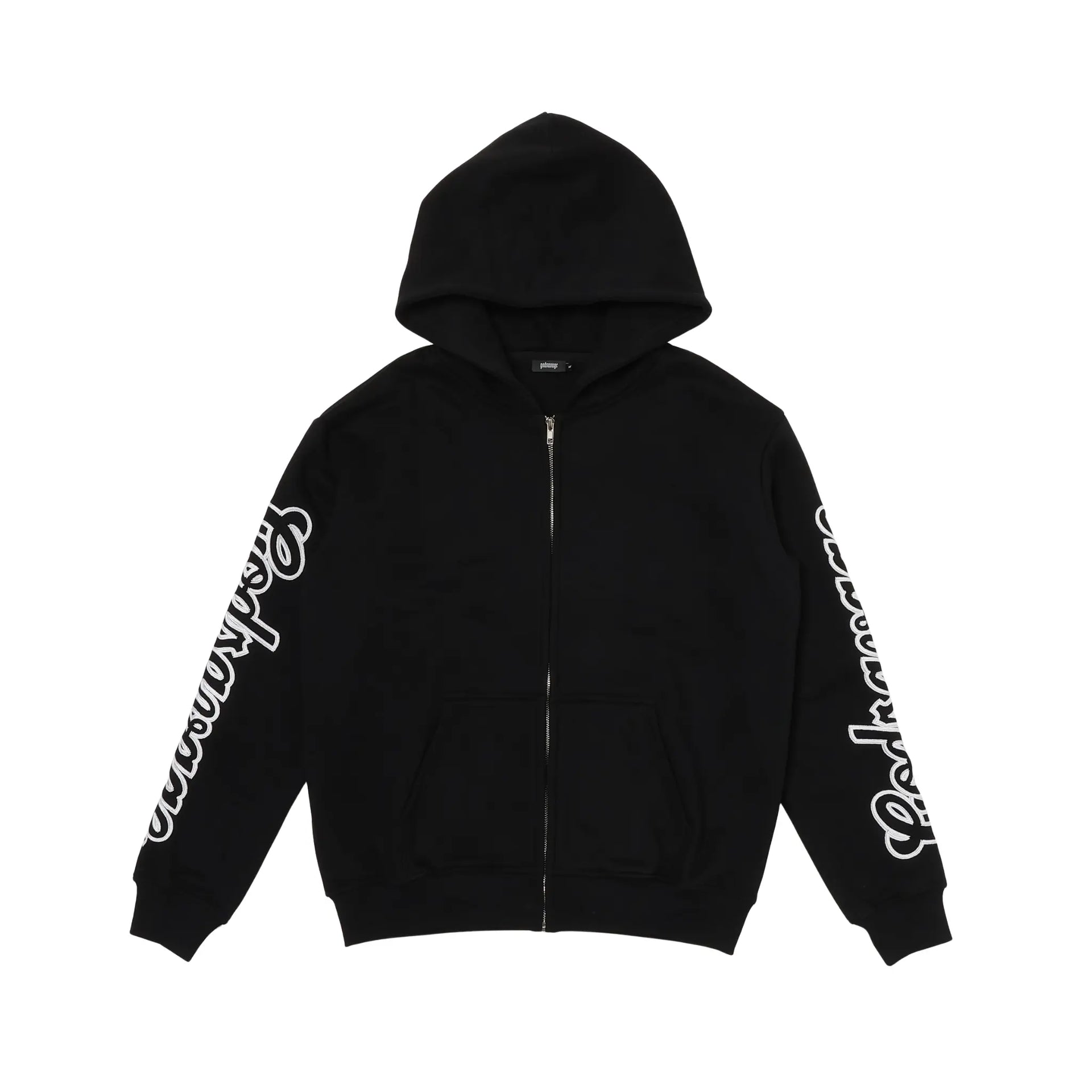 WAVY SLEEVE LOGO ZIP HOODIE - BLACK & WHITE – god savage