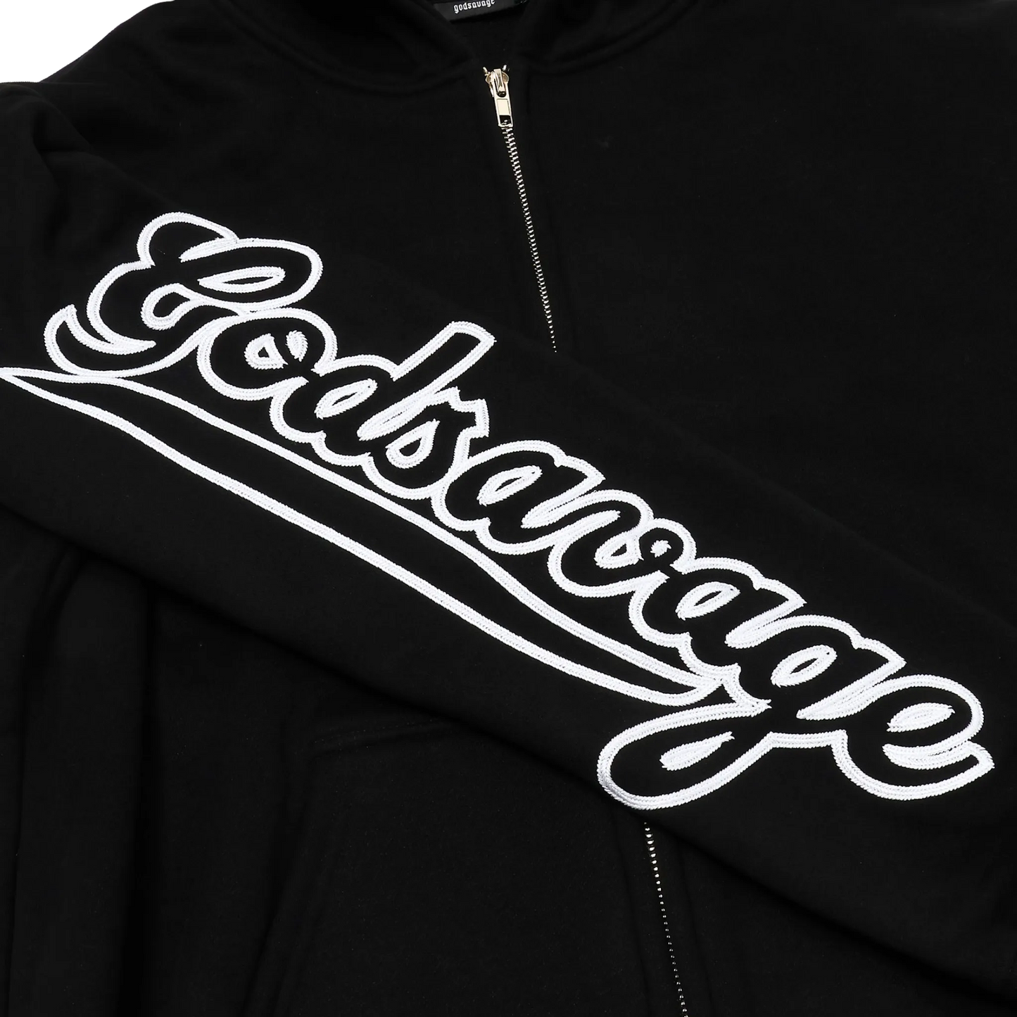 WAVY SLEEVE LOGO ZIP HOODIE - BLACK & WHITE
